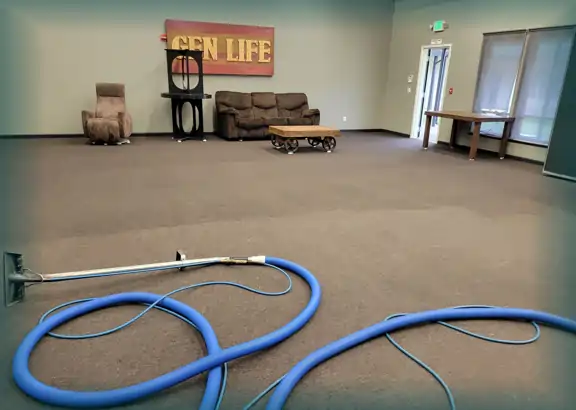 In process of cleaning the carpet in these church classrooms